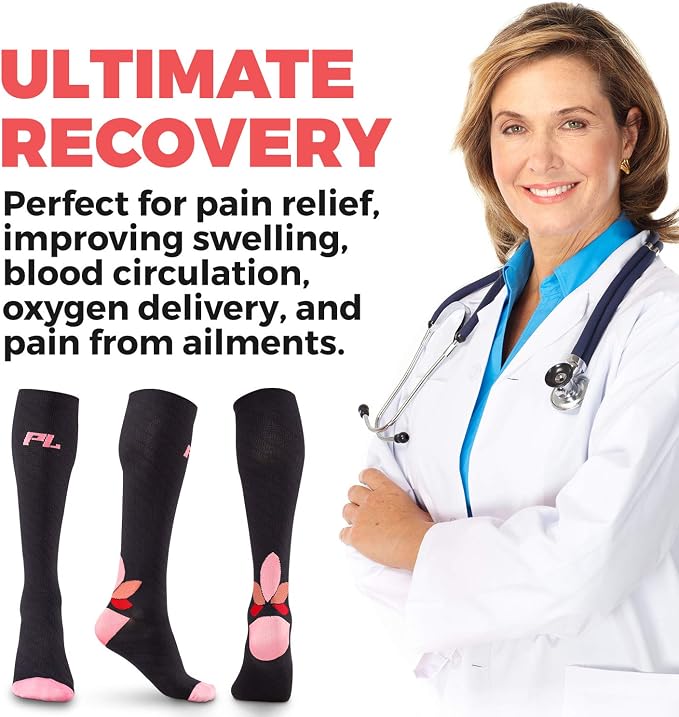 POWERLIX Compression Socks for Women & Men (Pair) for Neuropathy Swelling Pain Relief 20-30 mmHg Medical Knee-high Stockings - Image 4
