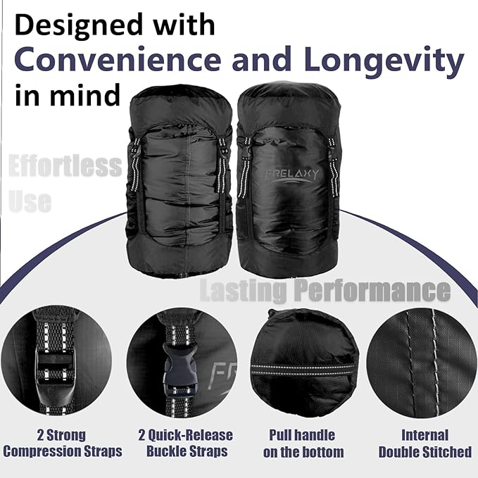 Frelaxy Compression Sack, 40% More Space! Sleeping Bag Stuff Sack | Ultralight Compression Stuff Sack, Water-Resistant & Ultralight Space Saving Gear for Camping, Hiking 11L/18L/30L/45L/52L - Image 4