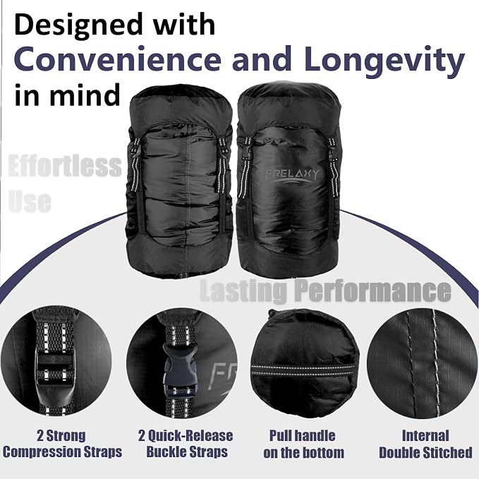 Frelaxy Compression Sack, 40% More Space! Sleeping Bag Stuff Sack | Ultralight Compression Stuff Sack, Water-Resistant & Ultralight Space Saving Gear for Camping, Hiking 11L/18L/30L/45L/52L - Image 4
