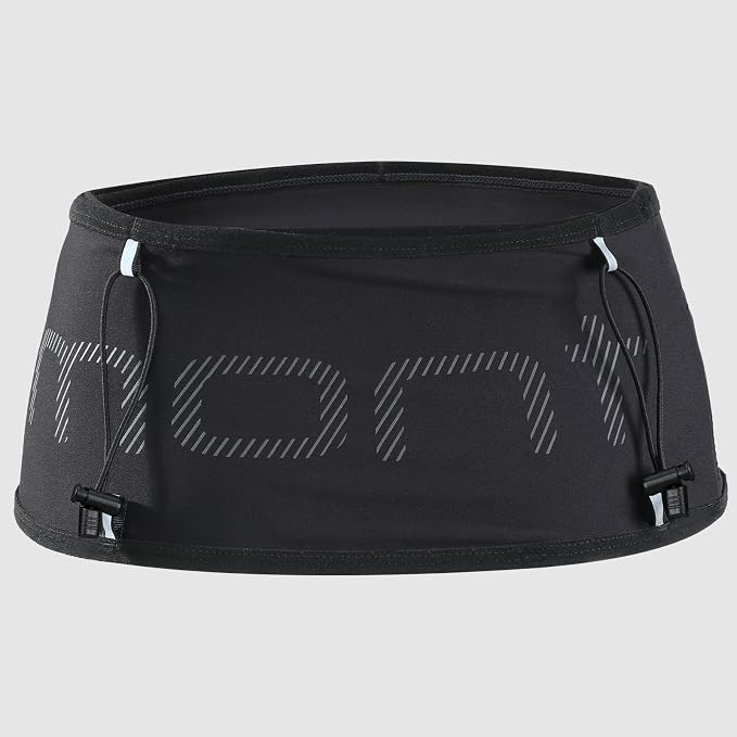 Haimont No-Bounce Running Hydration Belt for Trail & Daily Runs, Black, M | 500ml Soft Flask Compatible, Zip Pocket, Gel Storage, Pole Loops, Reflective Details - Image 2