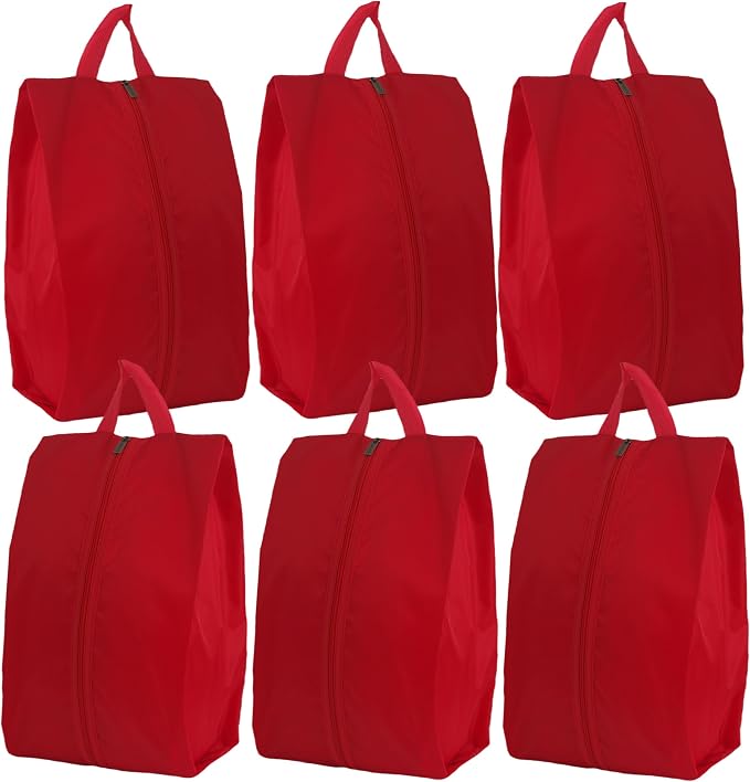 6pcs Portable Shoe Organizer, Travel Pouches with Zipper, Golf Shoe Bags, Clothes Bags, Soccer Cleats Bag Shoe Pouch for Gym, Waterproof, Odor-Resistant (Red) | Golf Shoe Bags, Clothes Bags, Soccer Cleats Bag Shoe Pouch for Gym, Waterproof, Odor-Resistant by Stenffy