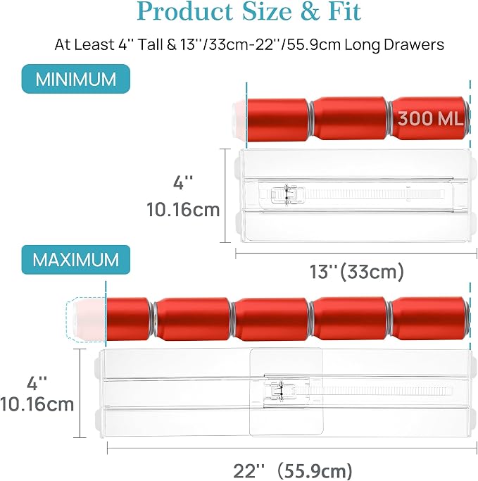 Vtopmart 4" High Drawer Dividers for Clothes, 13"-22" Adjustable, 8 pack | Expandable Dresser Drawer Organizer, Clear Plastic Separators for Dresser, Baby Clothing, Underwear, Cosmetic, Toiletries - Image 9