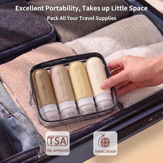 Gemice Travel Bottles for Toiletries Tsa Approved Travel 3oz Size Containers BPA Free Leak Proof Travel Tubs Refillable Liquid Travel Accessories for Cometic Shampoo and Lotion Soap - Image 4