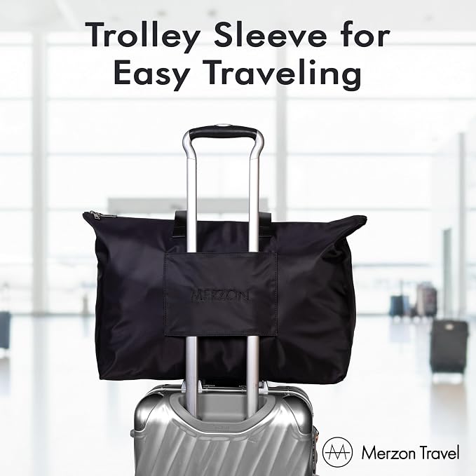 Bobbi Tote | 48L | TOTE-257 Black | Foldable/Packable Carry-On Personal Item, Trolley Sleeve, Sturdy Water-Resistant Nylon, Fits Under Airline Seat, TSA Friendly - Image 3
