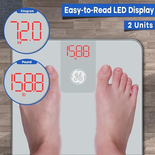 GE Bathroom Scale for Body Weight, Digital Smart Accurate 400 lb Weighing | Basic Bath Weight Watcher Scales, Bluetooth Electronic Home Weighing Machine for Weight and BMI Tracking, 11", Silver Grey - Image 2