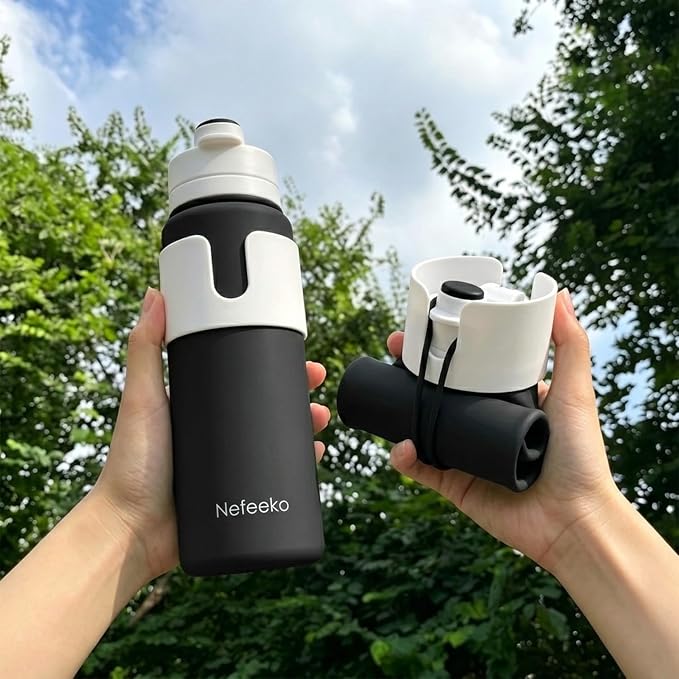 Nefeeko Collapsible Water Bottle, BPA Free 26oz Silicone Water Bottles | Foldable Water Bottles for Travel Sports, Leak-Proof Spill-Proof Portable Water Bottle with Carabiner, Lightweight - Image 7