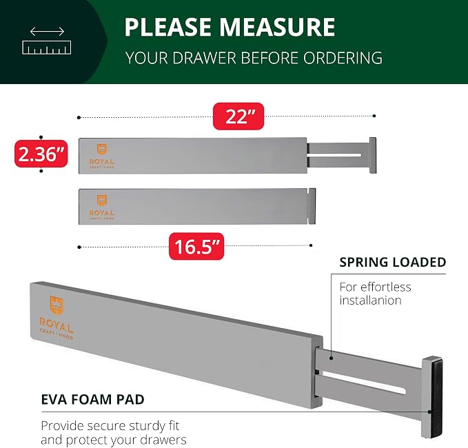 Bamboo Drawer Dividers Organizers, Adjustable Drawer Separator Splitters, 17–22 Inches Expandable Drawer Divider Organizer for Large Utensils, Kitchen, Bedroom, Dresser & Office Drawers 4-Pack, Gray - Image 2