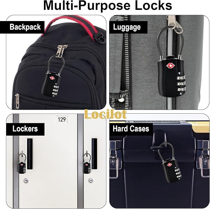 5pcs TSA Approved Luggage Locks with 10pcs Zipper Locks | Zinc Alloy Combination Locker Suitcase Lock, TSA Locks for Luggage, Combination Lock for Locker Backpack (TSA007) - Image 3