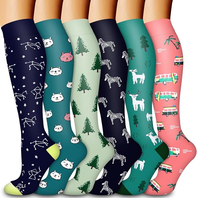 Compression Socks for Women & Men Circulation(6 pairs)-Graduated Supports Socks for Running, Athletic Sports by LaiteHebe