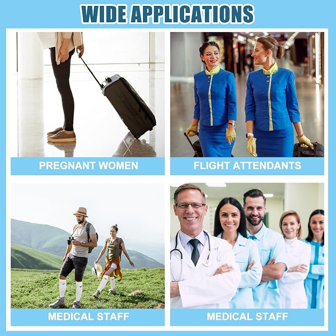Skicuff 2 Pairs Travel Compression Socks for Women and Men 15-25 Mmhg Graduated Knee High Socks for Flying Airplane Pilots - Image 6