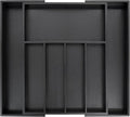 VaeFae Bamboo Drawer Organizer, Large, Black | Cutlery Drawer Holder, Drawer Divider for Silverware, Flatware，43 cm D x 32-55 cm W, 5-7 Slots, Black by VaeFaeDirect