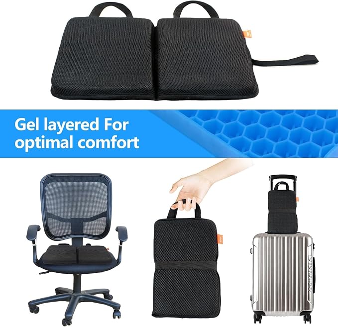Travel Seat Cushion for Comfort Foldable Airplane Seat Cushion for Airpline, Truck, Stadium, Office,Wheelchair (Black) - Image 5