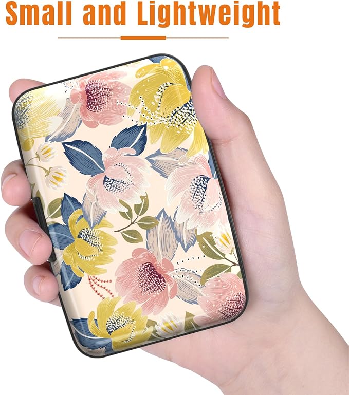 Rimilak Aluminuml Credit Card Holder,Colorful Flower | Mini Credit Card Wallet RFID Blocking Slim Metal Hard Case for Women Men - Image 3