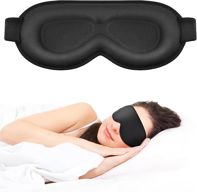 Sleep Mask for Side Sleeper Women Men, Eye Mask for Sleeping Light Blocking, 3D Contoured Cup Sleeping Mask, Soft Breathable Sleep Eye Mask with Adjustable Elastic Strap for Travel by VENMATE