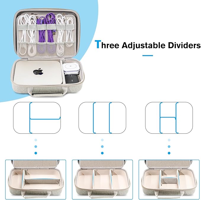 ProCase Hard Travel Electronic Organizer Case for MacBook Power Adapter Chargers Cables Power Bank Apple Magic Mouse Apple Pencil USB Flash Disk SD Card Small Portable Accessories Bag - Image 7