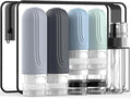 Travel Bottles for Toiletries 10 Pack, TSA Approved Travel Size Toiletries Essentials Containers Set, Leak Proof Silicone Bottles Kit, Refillable Liquid & Creams Accessories (GRAY) by YIIMER