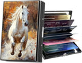 Metal Wallet,Credit Card Holder for Women Men,RFID Blocking Card Holder Wallet Mini Slim Aluminum Wallet ID Case Hard Card Case Business Card Holder Case,Watercolor White Horse by ACWDMKH