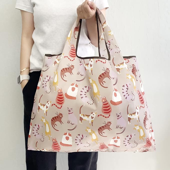 allydrew Large Foldable Tote Nylon Reusable Grocery Bags - Image 2