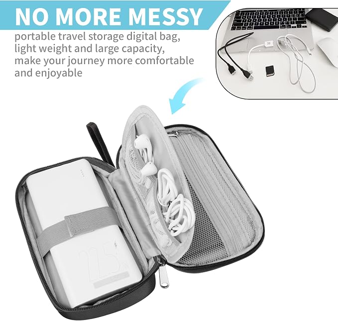 Lcsmaokin Electronics Travel Organizer,Portable Waterproof Electronic Travel Storage Bag for Small Charging Cord Storage,Charger,Small Electronics,SD Card etc,for Travel,Business -Black - Image 2
