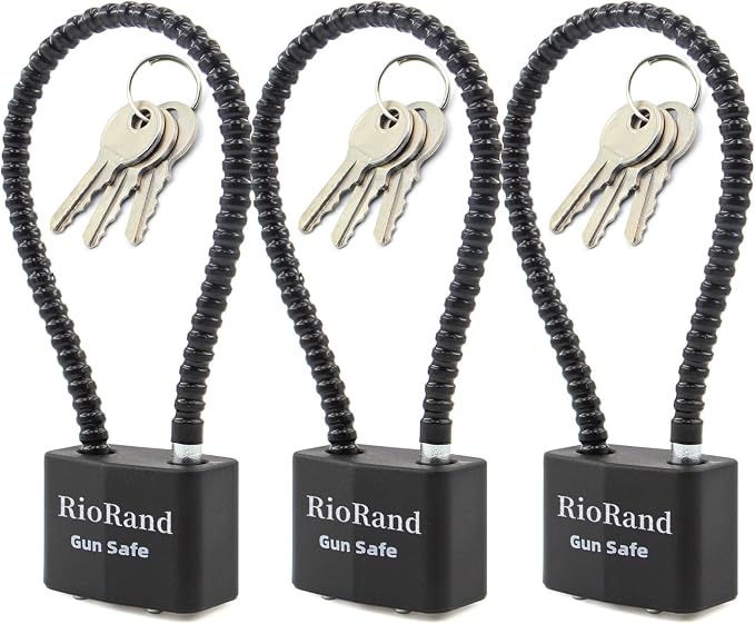 RioRand Keyed Alike Cable Gun Lock 8.5" & 15", Safety Lock Compatible with Pistols, Rifles & Shotguns for Home & Firearm Storage by RioRand