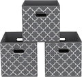 Fabric storage bins Cubes, Fabric Cube Organizer with Handle, Foldable Cube Bins for Cloth or Accessary Storage, 11x11x11, Set of 3, (Gray Light) by Yunkeeper