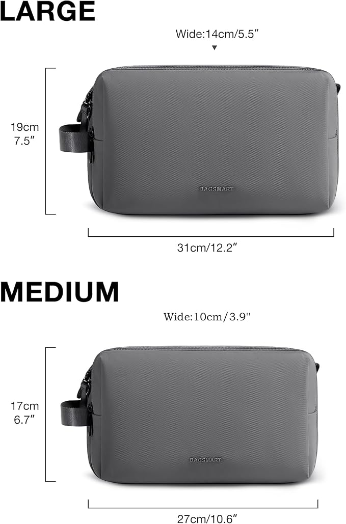 BAGSMART Toiletry Bag for Men, Travel Toiletry Organizer Dopp Kit Water-resistant Shaving Bag for Toiletries Accessories, Door Room Essentials,Grey-medium - Image 7