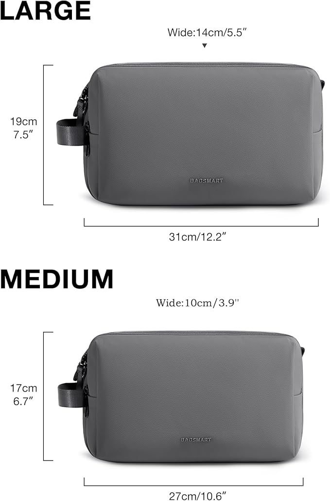 BAGSMART Toiletry Bag for Men, Travel Toiletry Organizer Dopp Kit Water-resistant Shaving Bag for Toiletries Accessories, Door Room Essentials,Grey-large - Image 7