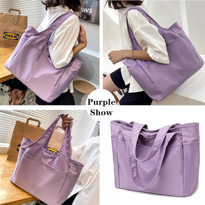 SOYMWIN Tote Bag for Women,Large Tote Bag with Compartments and Multiple Pockets,Quilted Shoulder Bag for Travel Work Sports | Large - Image 2