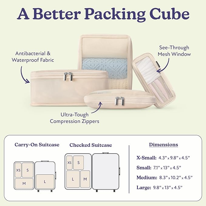 Vandel Space-Saving Compression Packing Cubes for Women 4-Pack Compressible | Luggage Packing Cubes for Travel Compression Organizer Bags, Carry On Suit Case, Space-Saving, Packing Cubes for Women - Image 3