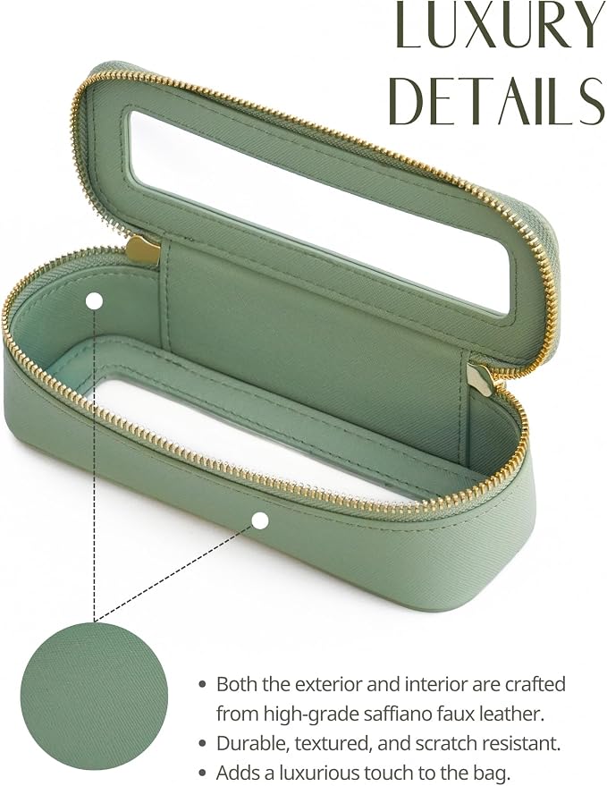 Clear Makeup Bag Travel Cosmetic Case Transparent Toiletry Bag with Zipper, Portable Make Up Organizer Traveling Compact Car Bag for Essentials, Sage Green, Slim - Image 6