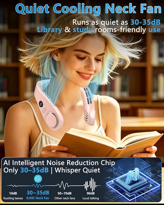 Neck Fan with Cooling Plate-24H Quiet Powerful Fans that Blow 5 Speed&Power LED Display-USB 5500mAh Bladeless Wearable Personal AC Cooler - Image 4