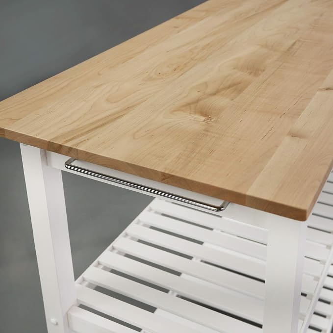 Casual Home Solid Wood Kitchen Island, Natural Maple Top, White Base (New) 40*20*36.5inch - Image 6