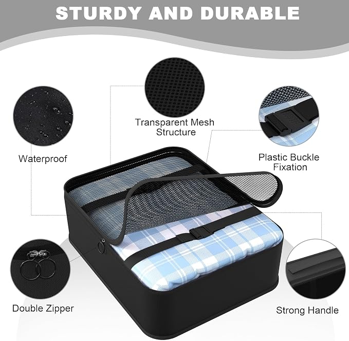 8 Set Packing Cubes for Travel,Suitcase Organizer Bags for Luggage with Shoe & Hanging Toiletry Bag, Vacation Essentials & Accessories for Cruise Ship, Airplane Must-Have,Road Trip & Camp Gifts(Black) - Image 5