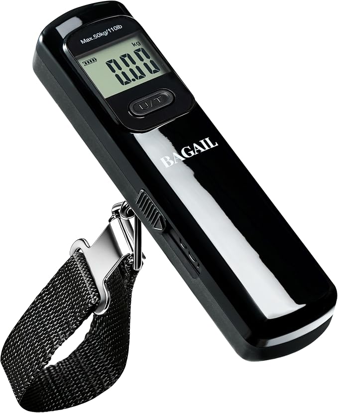 BAGAIL Digital Luggage Scale, 110lbs Hanging Baggage Scale with Backlit LCD Display, Portable Suitcase Weighing Scale, Travel Luggage Weight Scale with Hook, Strong Straps for Travelers by BAGAIL