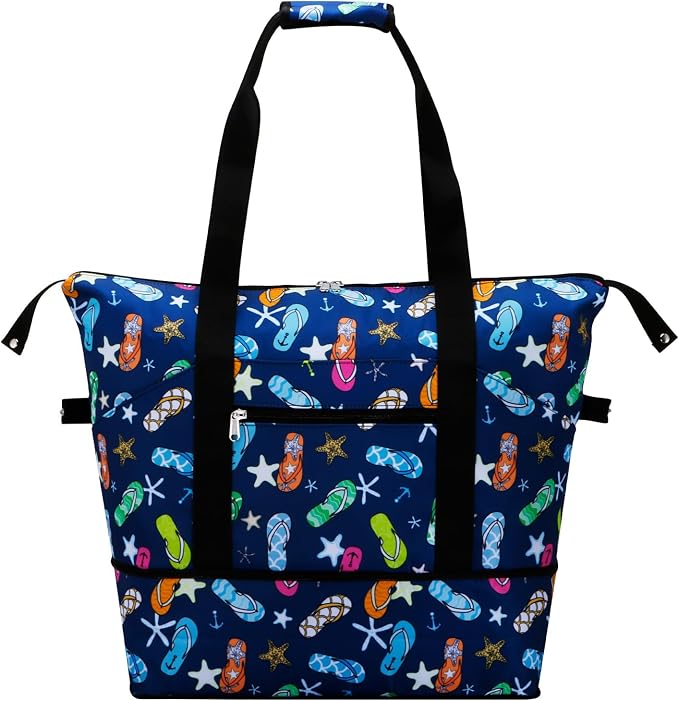 Expandable Duffel Bag for Women with Trolley Sleeve/Wet Pocket Weekender Travel Tote Large Carry On Overnight Luggage by HAWEE