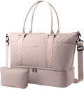 HOTOR Travel Duffel Bag - Weekender Bags for Women, Carry On Gym Tote Bags | with Toiletry Bag & Shoe Compartment, Overnight Bag for Travel Essentials and Travel Accessories, Pink, 15.8"×18.1"×8.7" by HOTOR