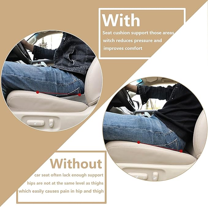 Livtribe Car Seat Cushion, Comfortable Wedge Seat Cushion for Driving | Memory Foam Seat Pad, Breathable Mesh Cover, Non-Slip Bottom, Pressure Relief, Improved Forward View, Road Trip Essentials - Image 3
