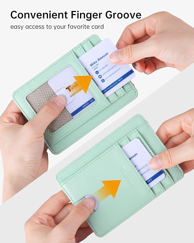 Teskyer Slim Minimalist Wallet for Men, RFID Front Pocket Card Holder | Ultra Slim Front Pocket Design, 8 Card Slots, RFID Protection, Smooth Faux Leather for Everyday Carry - Image 6