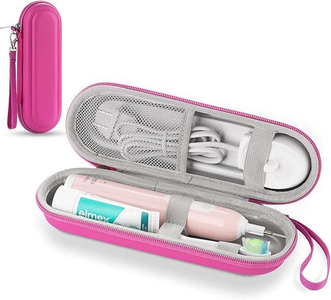 Toothbrush Travel Case for Oral B/Oral-B Pro 1000 1500 5000 7000 & Philips Sonicare 4100 1100 5300 5100 6100/iO Electric Toothbrush, Hard Protective Storage Bag (Pink) by TYSORETY