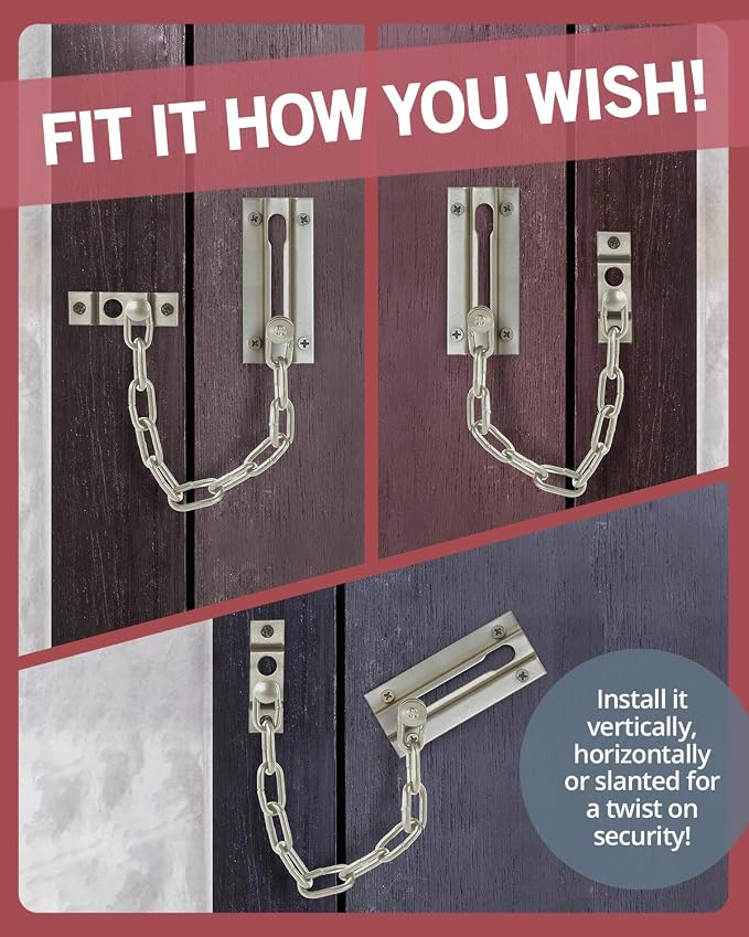 Jack N'Drill 2 Pack Door Chain Lock, Exclusive Chain Door Lock with Extended Chain Length, 100% Child Proof Safety, Heavy Duty Chain Locks for Inside Door and Extra Front Door Lock (Satin Nickel) - Image 5
