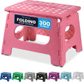 Handy Laundry Folding Step Stool 9 Inch, Pink, Non-Slip Holds 300 lbs | 9 Inch, Pink, Foldable Collapsible Step Stool, Non-Slip, Holds 300 lbs, Kitchen Bathroom Bedroom, Adults by Handy+Laundry