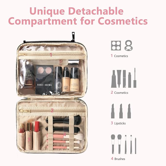 Detachable Travel Toiletry Bag for Women - Large Toiletry Bags for Traveling Women - Hanging Makeup Cosmetic Bag, Organizer for Travel Accessories Cruise Essential - Travel Size Toiletries - Image 4