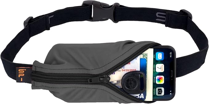 SPIbelt Running Belt Original for Women Men, Phone Holder for Running, Running Fanny Pack, Holder for Phone, Running Waist Pack, Adjustable Waist, [Fits All Phones]. Anthracite with Black Zipper - Image 2