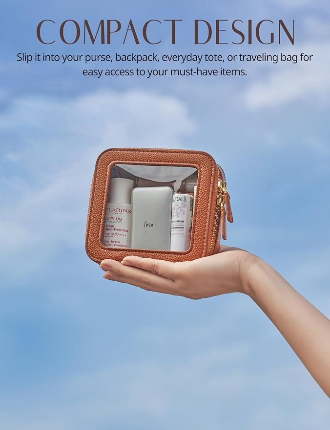 Clear Makeup Bag Toiletry Case Travel Transparent Cosmetic Bag with Zipper, Portable Make Up Organizer Traveling Compact Car Bag for Essentials - Image 5