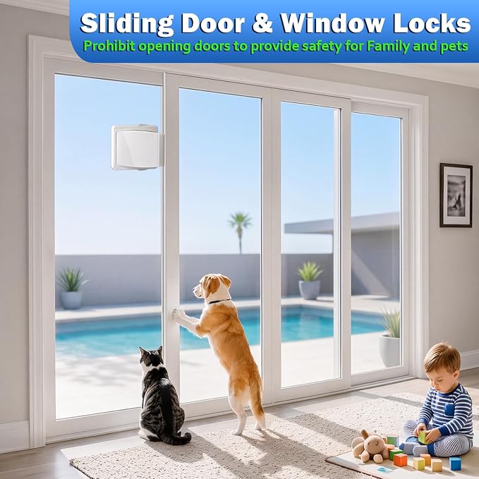 ZRFCXE Sliding Door Lock 2 Pack, Drill-Free Easy Install Safety Lock（Grey） | Sliding Glass Door Lock, Drill-Free Setup, Prevents Accidental Opens & Falls; Fits Patio Sliding Doors, Windows, Closet Door - Image 2