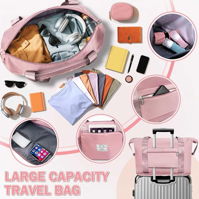 Ranslen Large Capacity Folding Travel Bag,Expansion Travel Duffel Bag with Dry and Wet Separation Portable Travel Duffel Bag - Image 4