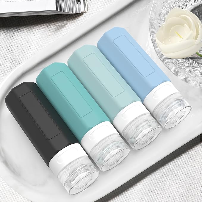 Redfly Travel Bottles for Toiletries, Tsa Approved 3oz Travel Size Containers, Leak Proof Travel Size Toiletries Bottles Silicone, BPA Free Refillable Shampoo Conditioners Essentials Kit, Gray - Image 6