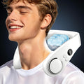 Neck Fan with Cooling Plate-24H Quiet Powerful Fans that Blow Cold Air-5 Speed&Power LED Display-USB 5500mAh Bladeless Wearable Personal AC Cooler for Women,Men,Kids,Travel,Outside,Indoor White by KJXICNeckFan