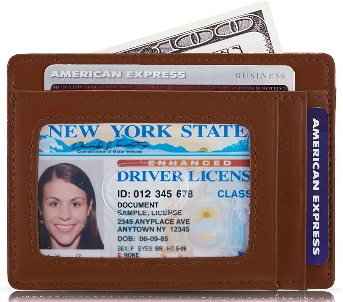 KALMORE Genuine Leather Front Pocket Slim Wallet Credit Card Holder with ID Window - Image 2