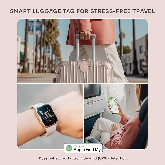 Satechi FindAll Luggage Tag, Find My Compatible, TSA-Friendly, Desert Rose | Bluetooth Tracker, airport tracking, left-behind alerts, loud audible chime, wireless rechargeable, for iPhone, iPad, Mac - Image 3
